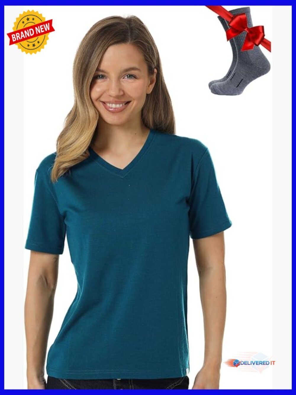 Merino Wool Base Layer Short Sleeve Tee with Hiking Socks